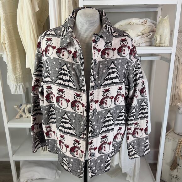 Breckenridge Woman Plus sz. 2X Snowman Jacket 100% cotton festive unique #SI-806 - Picture 6 of 11